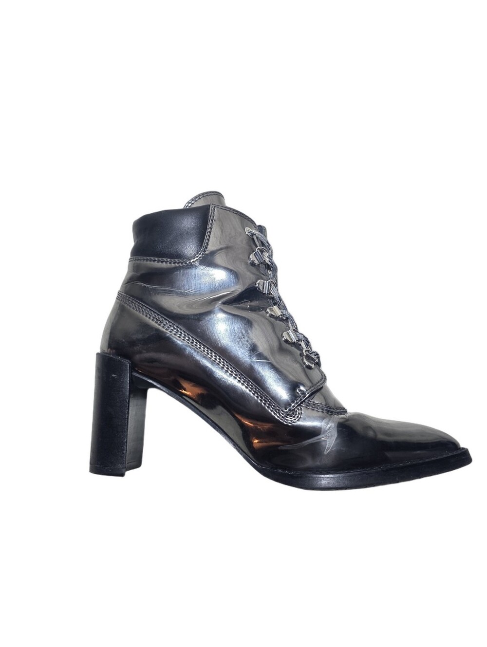Stuart Weitzman x Gigi Hadid "Gigi Boot" Iron Specchio Metallic Size 8 - Picture 9 of 13